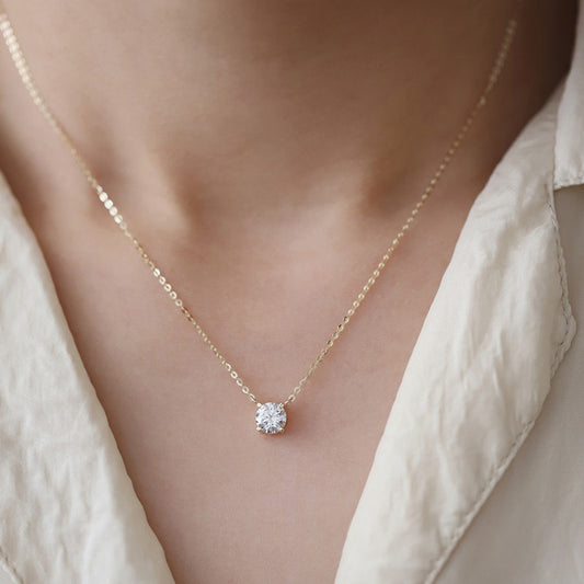 14K Gold Plated 4 Claw Diamond 925 Sterling Silver Athena Necklace